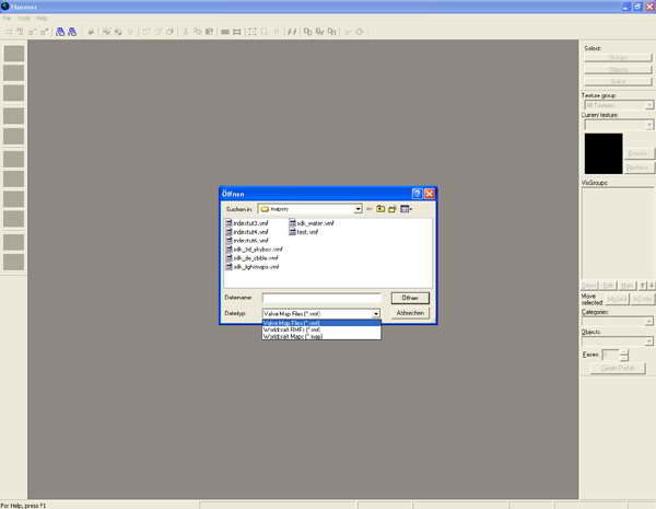 Open Map *.vmf *.rmf *.map
