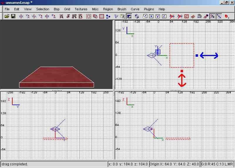 Verziehe den Brush nach unten sowie nach rechts