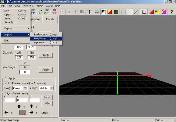 Du klickst auf "File",  dann auf "Import" und dort auf "Heightmap"